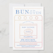 Bun in the Oven Girl Pink Virtual Baby Shower 招待状 (正面)
