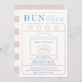 Bun in the Oven Girl Pink Virtual Baby Shower 招待状
