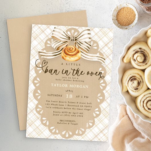 Bun in the Oven Neutral Bakery Baby Shower 招待状