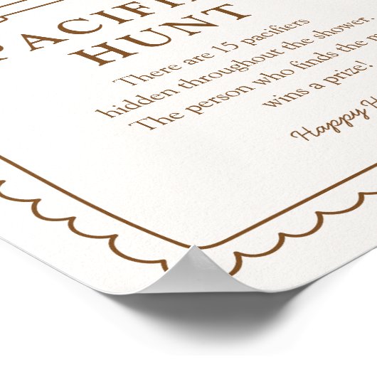 Bun in the Oven Pacifier Hunt Game Sign ポスター (角)