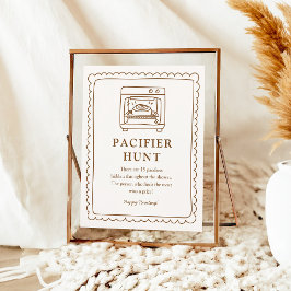 Bun in the Oven Pacifier Hunt Game Sign ポスター