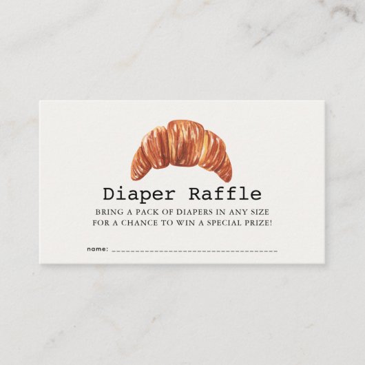 Bun in the Oven Pastries Diaper Raffle Ticket エンクロージャーカード (正面)