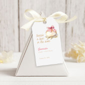 Bun In The Oven Pink Gingham Bow Baby Shower ギフトタグ