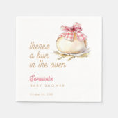 Bun In The Oven Pink Gingham Bow Baby Shower スタンダードカクテルナプキン (正面)