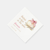 Bun In The Oven Pink Gingham Bow Baby Shower スタンダードカクテルナプキン (角)