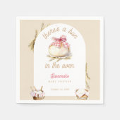 Bun In The Oven Pink Gingham Bow Baby Shower スタンダードカクテルナプキン (正面)