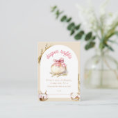 Bun In The Oven Pink Gingham Bow Diaper Raffle エンクロージャーカード (スタンド正面)