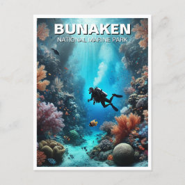 Bunaken Indonesia Scuba Diver ポストカード
