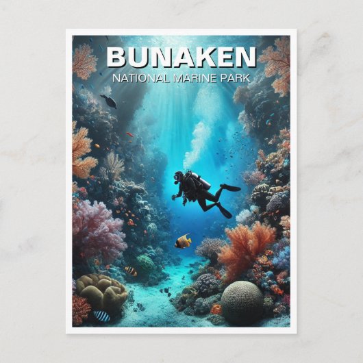 Bunaken Indonesia Scuba Diver ポストカード (正面)