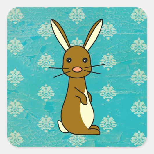 Bunbun – かわいい茶色のうさぎ スクエアシール (正面)