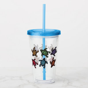 Bunch ofファンタジーカラフル Turtles抽象芸術シェル アクリルタンブラー