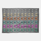 Bunch of Colourful Spooky Bats in Flight Dark Grey キッチンタオル (横)