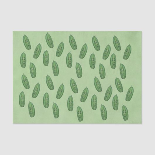 Bunch of Funny Green Pickles Surprised Faces green 薄葉紙 (正面)