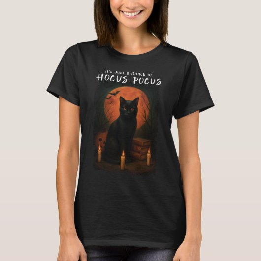 Bunch of Hocus Pocus Black Cat Halloween Tシャツ (正面)
