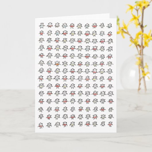 Bunch of Tiny Cartoon Funny Characters カード (黄色い花)