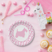 Bunchaのピンクのスコッチテリアおよび骨 ペーパープレート (パーティー)