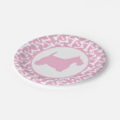 Bunchaのピンクのスコッチテリアおよび骨 ペーパープレート (アングル)