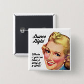 Buncoおもしろいな夜時間のレトロの女性のうねり 缶バッジ (正面&裏面)