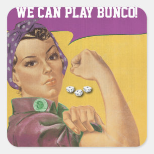 Buncoのおもしろいなステッカー-私達はBuncoを遊んでもいいです! スクエアシール