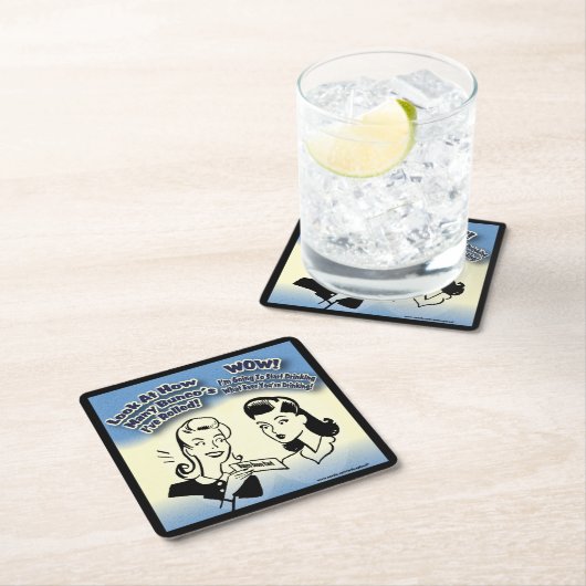 Buncoのおもしろいなレトロの女性 スクエアペーパーコースター (インサイチュ)