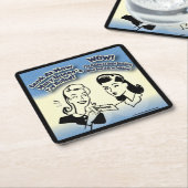 Buncoのおもしろいなレトロの女性 スクエアペーパーコースター (アングル)