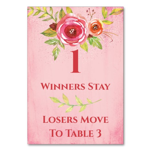 Buncoのかわいらしい花のテーブルカード#1 テーブルナンバー (正面)