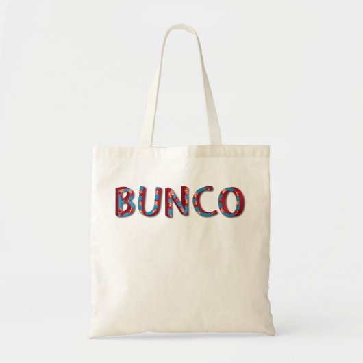buncoのサイコロが付いているBuncoの手紙 トートバッグ (正面)