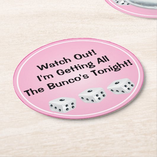 Buncoのサイコロのコースター ラウンドペーパーコースター (アングル)