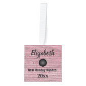 Buncoのサイコロの素朴なピンクのある調子を与えられた木製の休日 キューブオーナメント (正面)