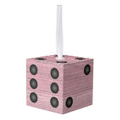 Buncoのサイコロの素朴なピンクのある調子を与えられた木製の休日 キューブオーナメント (裏面アングル)