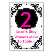 Buncoのテーブルカードピンクおよび黒#2 テーブルナンバー (裏面)