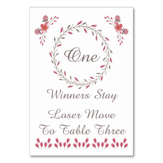 Buncoのテーブルカード-かわいらしい花柄#1 テーブルナンバー (裏面)