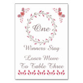 Buncoのテーブルカード-かわいらしい花柄#1 テーブルナンバー (正面)