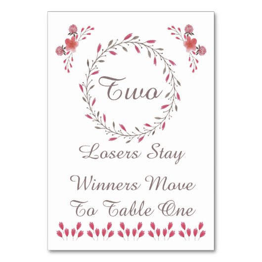 Buncoのテーブルカード-かわいらしい花柄#2 テーブルナンバー (正面)