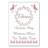 Buncoのテーブルカード-かわいらしい花柄#3 テーブルナンバー (正面)