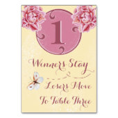 Buncoのテーブルカード-ピンクのシャクヤク#1 テーブルナンバー (裏面)