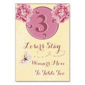 Buncoのテーブルカード-ピンクのシャクヤク#3 テーブルナンバー (正面)