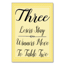 Buncoのテーブルカード#3 -スタイリッシュな黄色のストライプ