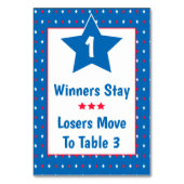 Buncoのテーブルカード- 7月の愛国心が強い赤、白及び青 テーブルナンバー (裏面)