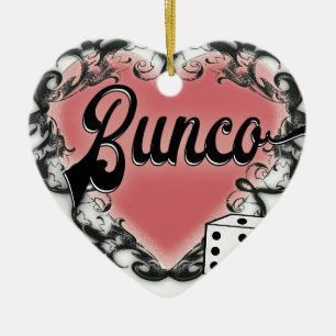 buncoのハートの入れ墨の休日のオーナメント セラミックオーナメント