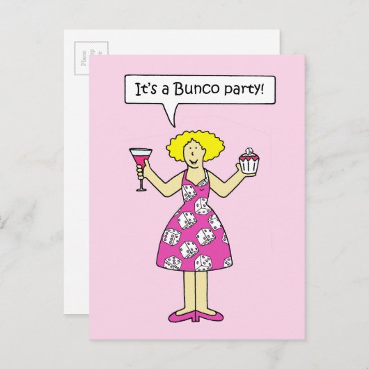 Buncoのパーティの招待状 インビテーションポストカード (正面/裏面)