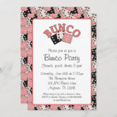 Buncoのピンクおよび黒いパーティー 招待状 (正面/裏面)