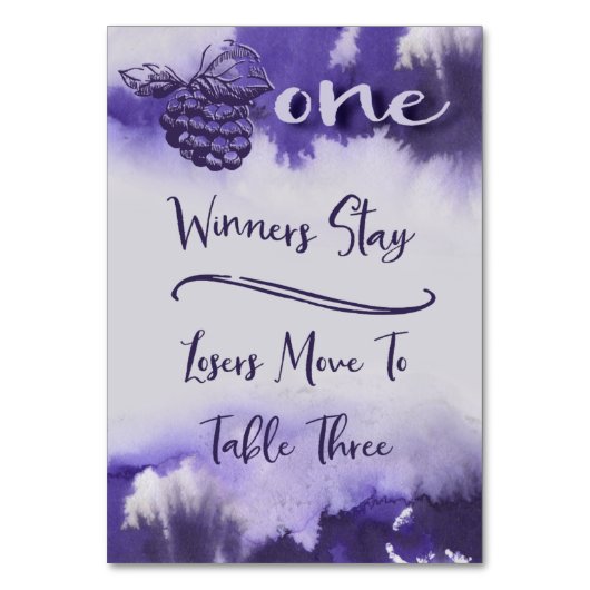 Buncoのブドウ酒用ブドウのかわいらしい水彩画表1 テーブルナンバー (裏面)