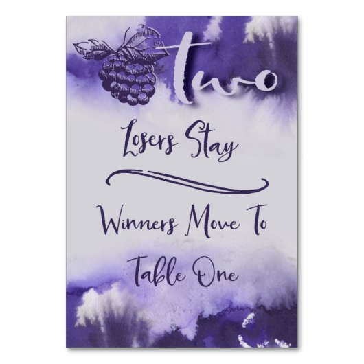 Buncoのブドウ酒用ブドウのかわいらしい水彩画表2 テーブルナンバー (正面)