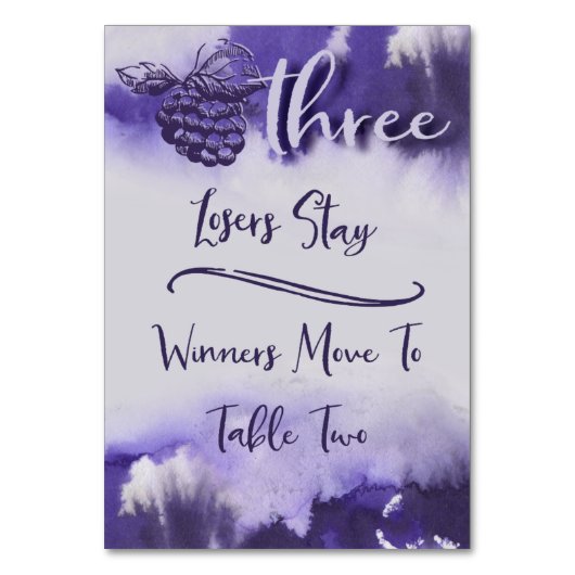 Buncoのブドウ酒用ブドウのかわいらしい水彩画表3 テーブルナンバー (正面)