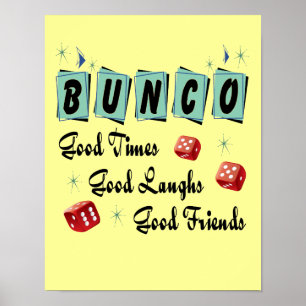 Buncoのレトロの印-よい時間、笑いおよび友人 ポスター