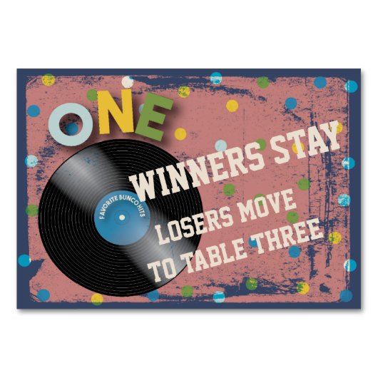 Buncoのロックンロールのテーブルカード#1 テーブルナンバー (裏面)