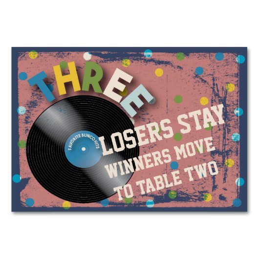 Buncoのロックンロールのテーブルカード#3 テーブルナンバー (裏面)