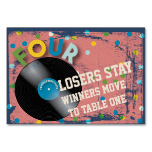 Buncoのロックンロールのテーブルカード#4 テーブルナンバー