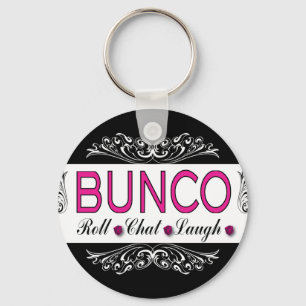 Buncoのロール、雑談、白黒ピンクの笑い キーホルダー